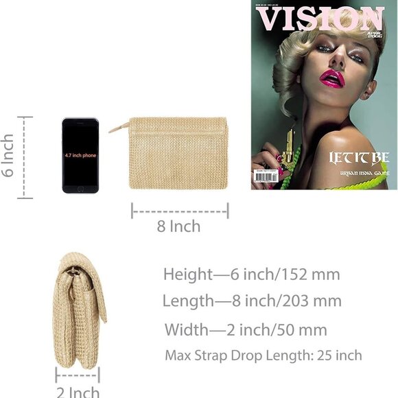 Straw Small Summer Purses for Women Crossbody Purse Beach Bags for Everyday Crui - Picture 7 of 8